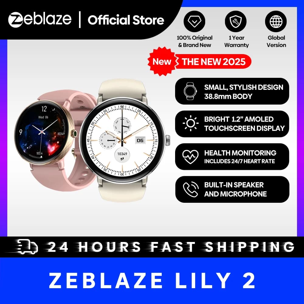 NEW 2025 Zeblaze Lily 2 Bluetooth Calling Smartwatch 1.2" AMOLED Screen Double Straps Health Monitoring Smart Watch for Women