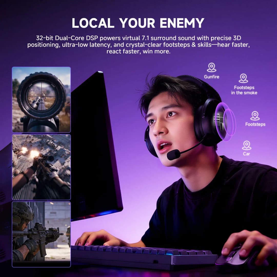 AKKO Verge S9 E-Sports Headset with Mic Quad-Mode Gaming Headphone 7.1 Channel Surround Sound Pro-Tuned FPS Audio 53mm Driver - 3