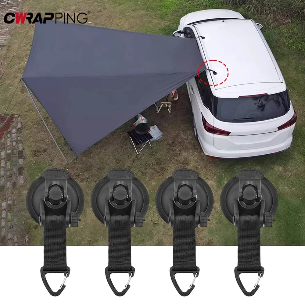 RV Suction Cup Anchor Securing Hook Tie Down Camping Tarp RV Side Awning Universal Outdoor Motorhomes Vans Accessories 2/4Pcs - 4