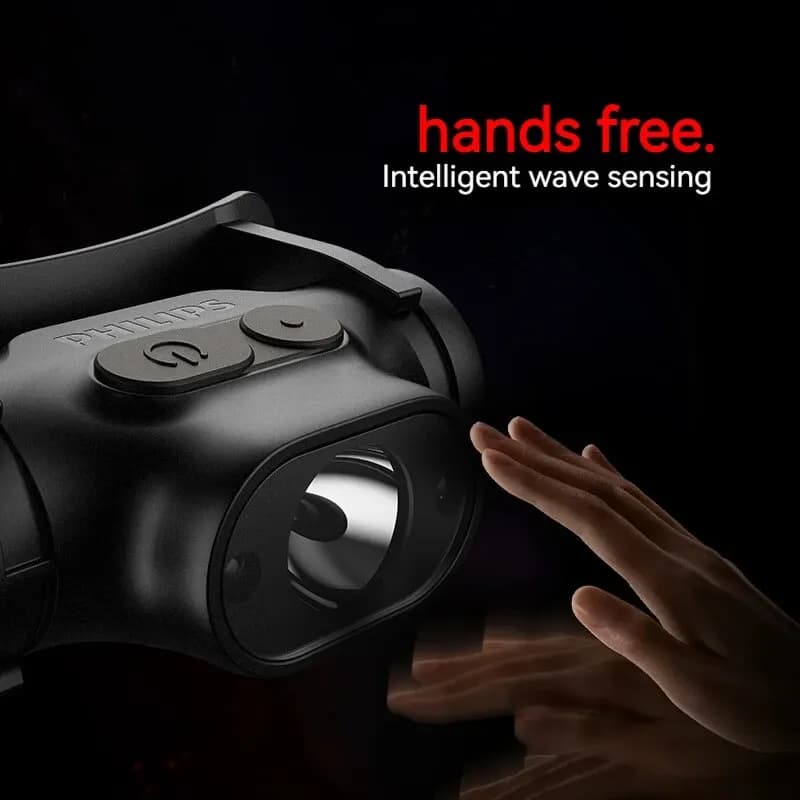 مصباح أمامي من فيليبس يعمل بالاستشعار، مصباح يدوي من النوع سي قابل لإعادة الشحن، مصباح أمامي للتخييم والصيد في الهواء الطلق - 2