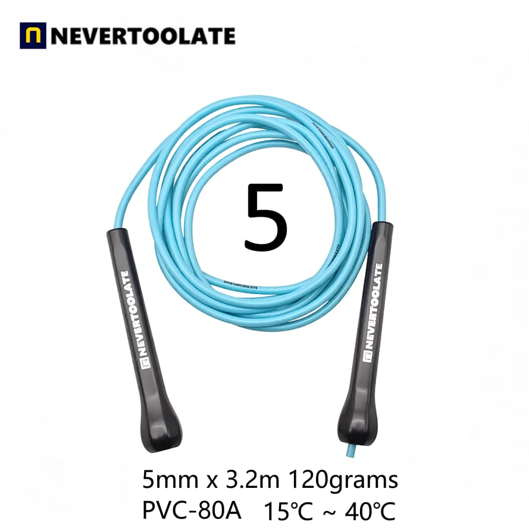 NEVERTOOLATE حبل قفز طويل إضافي 3.2 متر مقبض 14 سم بسرعة ملاكمة 5 مم PVC ناعم خالي من التشابك للياقة البدنية - 6