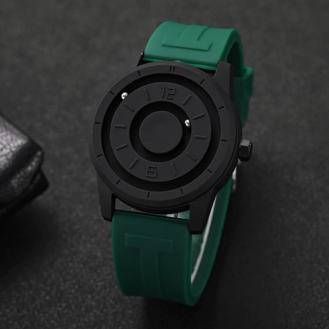 ساعة يد كوارتز للرجال بتعليق مغناطيسي، حزام سيليكون، ريلوج هومبر (بدون علبة) - 4