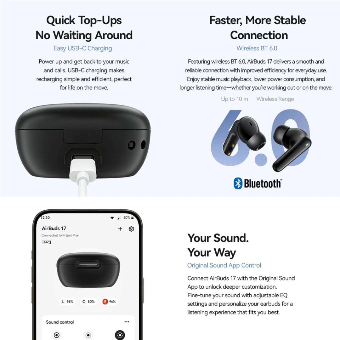 New Blackview Airbuds 17 TWS Earphones ANC&ENC Dual Noise Control 10mm Dynamic  Driver 400mAh Wireless Bluetooth Headphones - 6