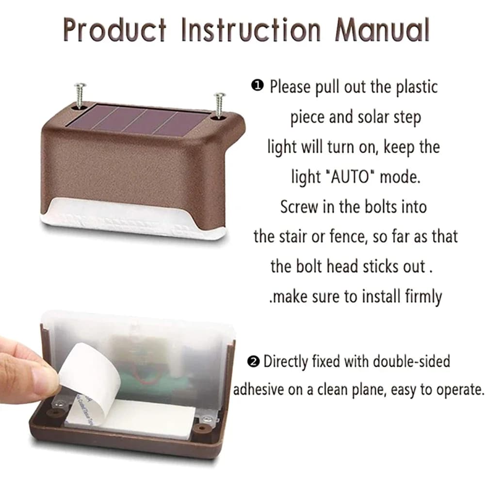 Warm White LED Solar Step Lamp Path Stair Outdoor Garden Lights Waterproof Balcony Light Decoration for Patio Stair Fence Light - 3