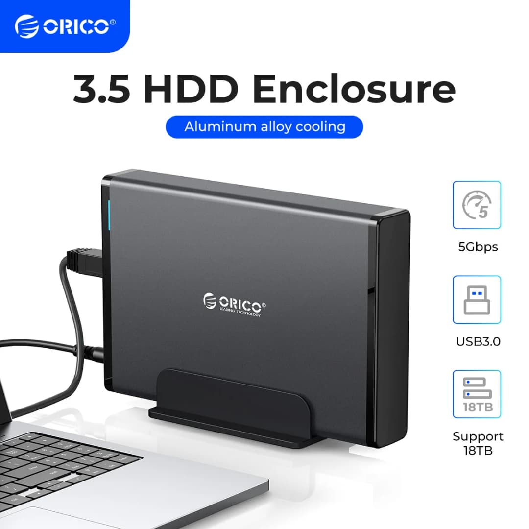 ORICO علبة HDD 3.5 بوصة محول SATA إلى USB 3.0 علبة قرص صلب خارجي لأقراص SSD 2.5 بوصة و3.5 بوصة للكمبيوتر