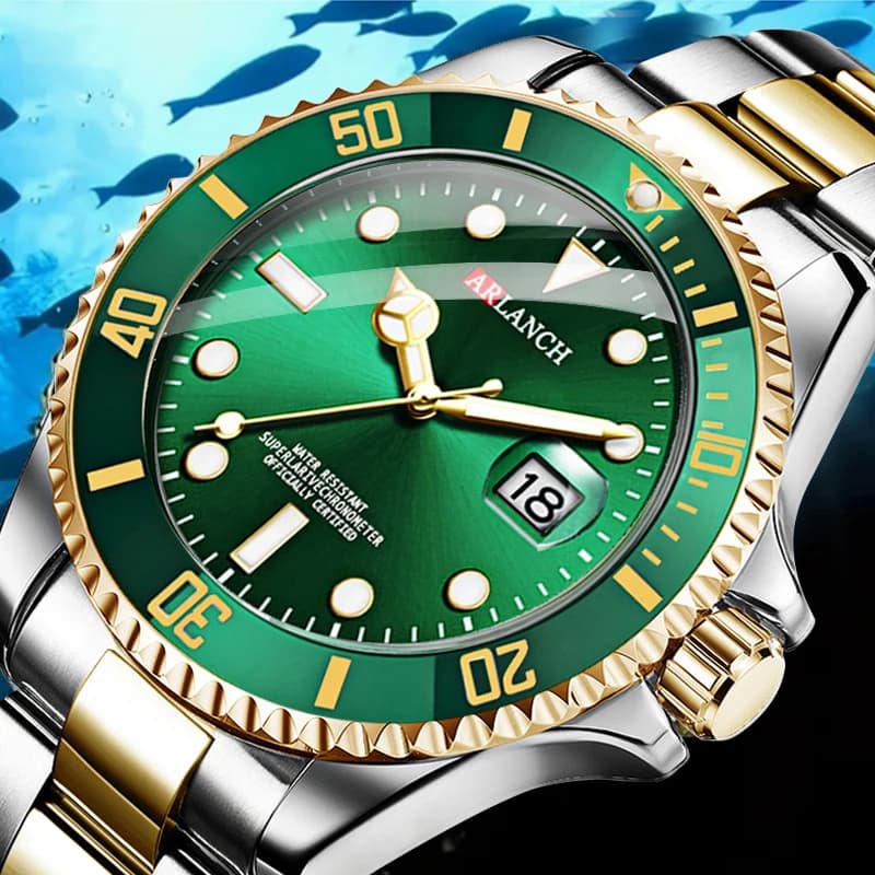 ساعة كوارتز رجالية كلاسيكية بسوار ستانلس ستيل تصميم أعمال غير رسمي 40 ملم ميناء أسود وذهبي مقاومة للماء 3Bar سلسلة ساعات reloj - 4