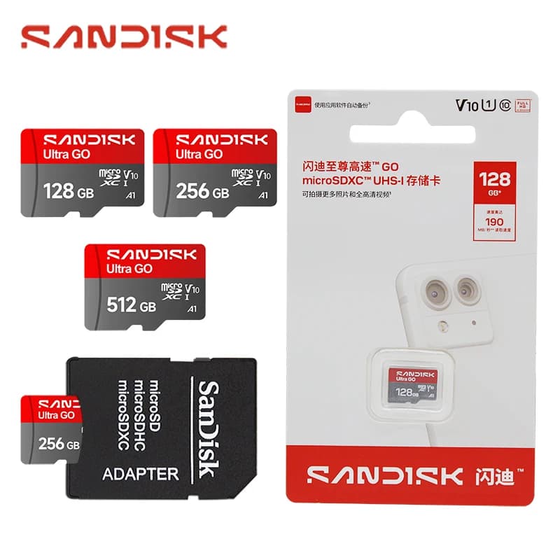 بطاقة SanDisk Ultra microSDXC C10 لأجهزة Chromebook بسرعة قراءة تصل إلى 120 جيجابايت/ثانية - متوفرة بسعات 32 جيجابايت و64 جيجابايت و128 جيجابايت و256 جيجابايت و512 جيجابايت و1 تيرابايت