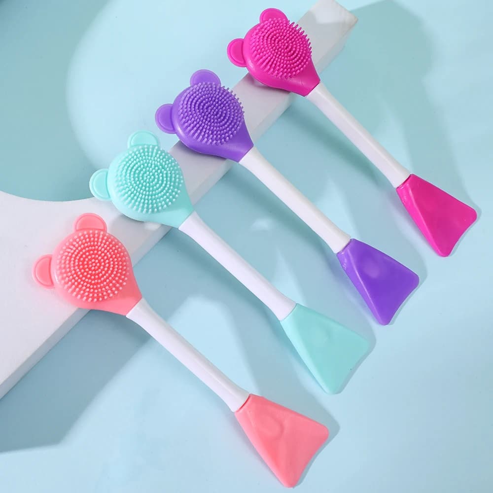 Double Head Facial Mask Brush Silicone Applicator Spoon Spatula Stirring Stick Women Skin Face Cleansing Care Home Makeup Tools - 6