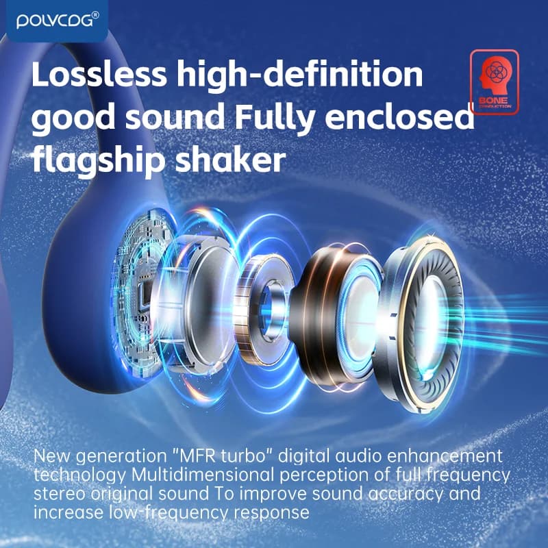 سماعات توصيل عظمي بولفسيج اكس 7 مقاومة للماء IPX8 بلوتوث 5.3 مع ميكروفون وذاكرة 32 جيجا بايت ام بي 3 جديدة 2024 - 4