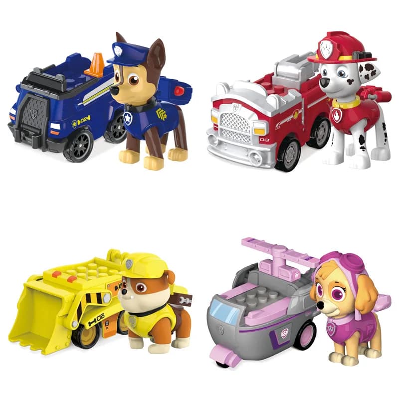Genuine Paw Patrol Vehicle Chase Skye Marshall Pull Back Cars Playset Building Blocks Ryder Figure Children Toys Birthday Gifts - 2