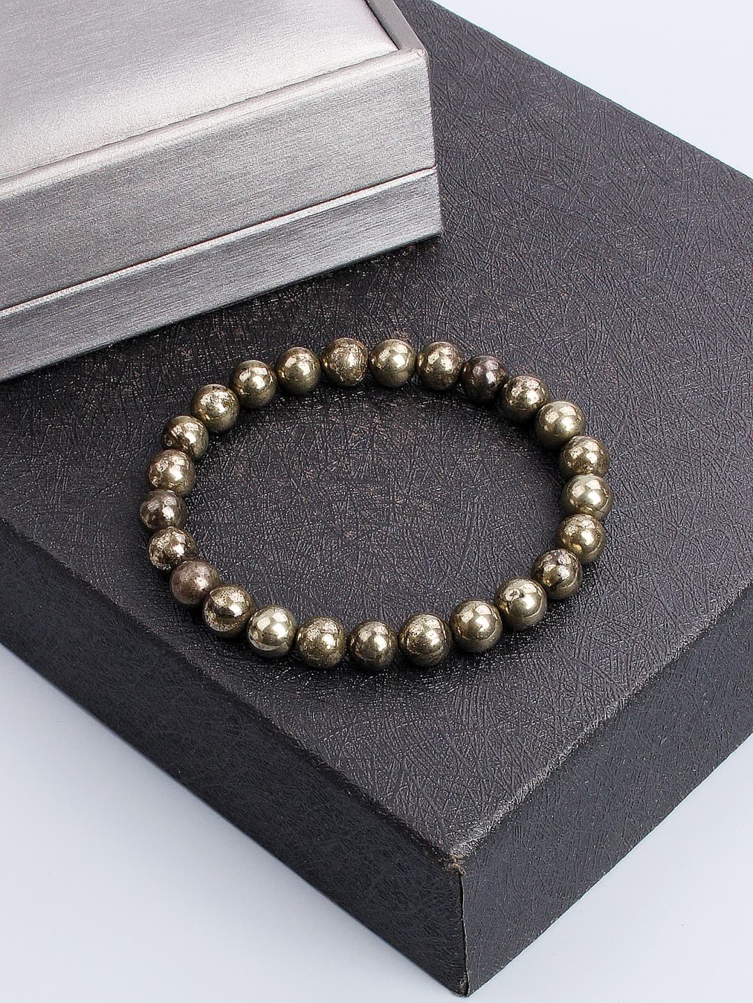 Natural Pyrite Stone Bead Bracelet for Wealth Abundance Confidence Boost Positive Energy Flow & Protective Empowerment Jewelry - 4