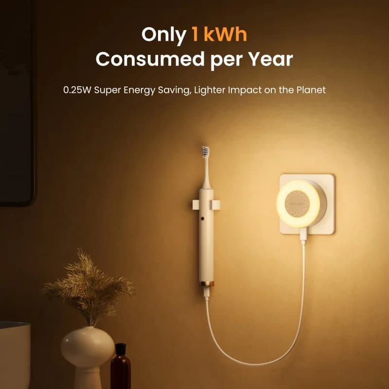YEELIGHT Plugged in Mini Night Light Warm White 220V with Light Sensing Mode Type-C Charging Port 0.25W Low Power 2700K EU Plug - 5