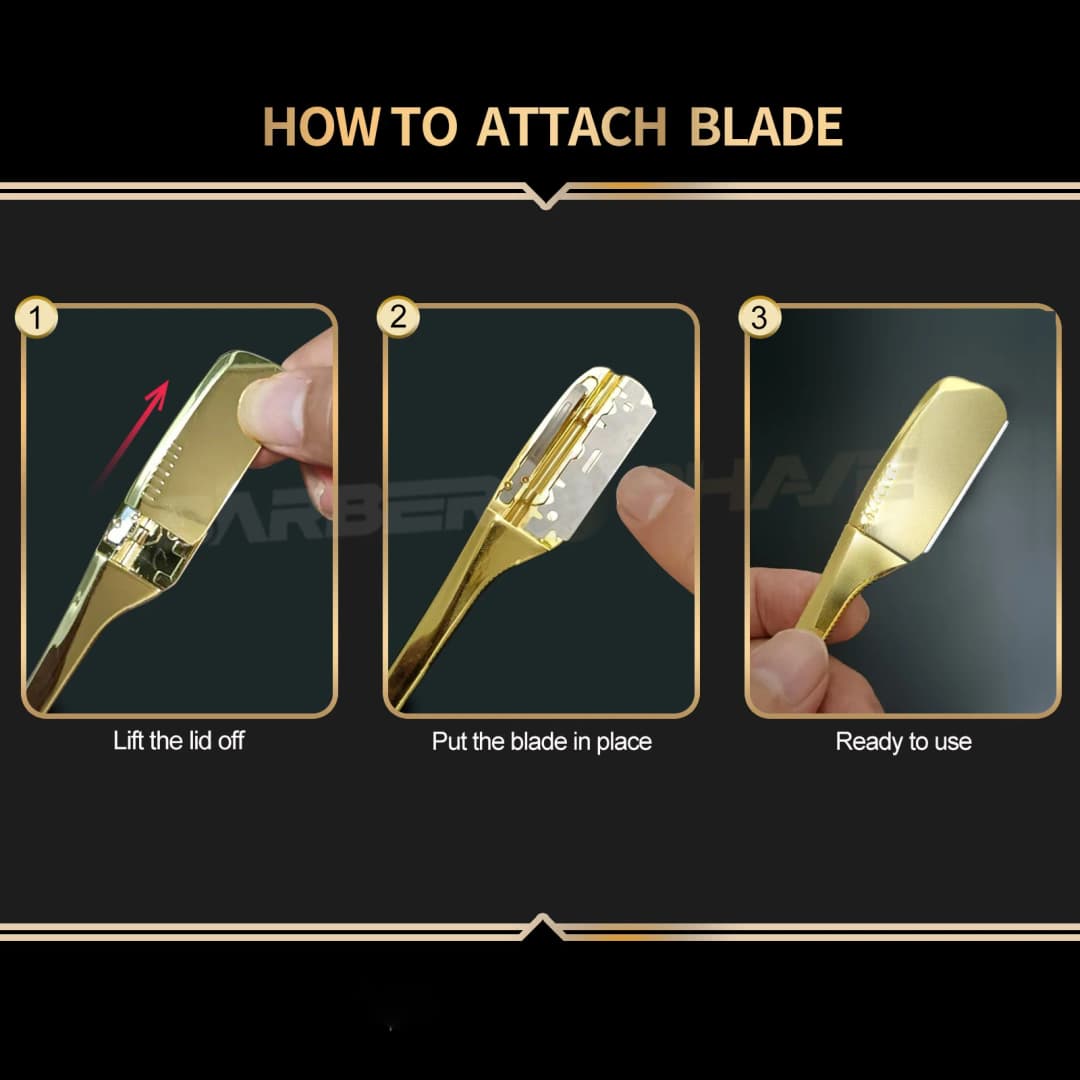أحدث ماكينة تشذيب يدوية ماكينة حلاقة احترافية ذات حافة مستقيمة من الفولاذ المقاوم للصدأ سكين حلاقة قابل للطي لقص اللحية - 5