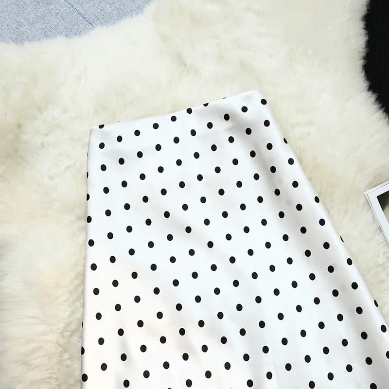 Seoulish Vintage Polka Dot Satin Mermaid Skirts for Women 2026 New Spring Summer High Waist Casual Mid Length Women's Skirts - 5