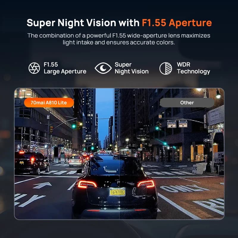 كاميرا سيارة 70mai جديدة أصلية 4K A810Lite HDR مع سوبر كاباسيتور 4G LTE تحكم عن بعد Wi-Fi 6 GPS تحكم صوتي - 4