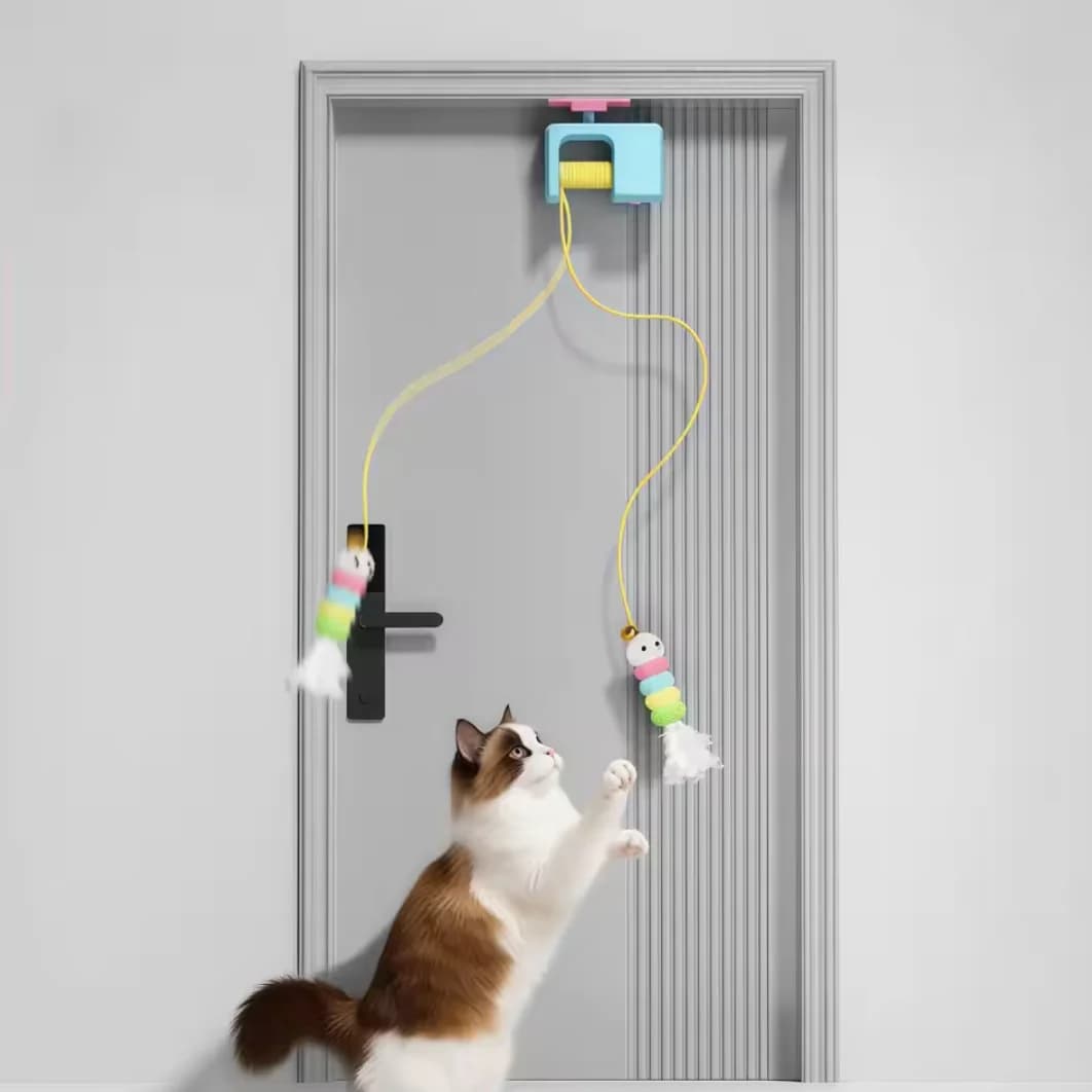 Cats Toys Pet Stress Relief Rechargeable Interactive Hanging Door Automatic Electric Flying Bird Cat Toy for Hunt Elastic Rope