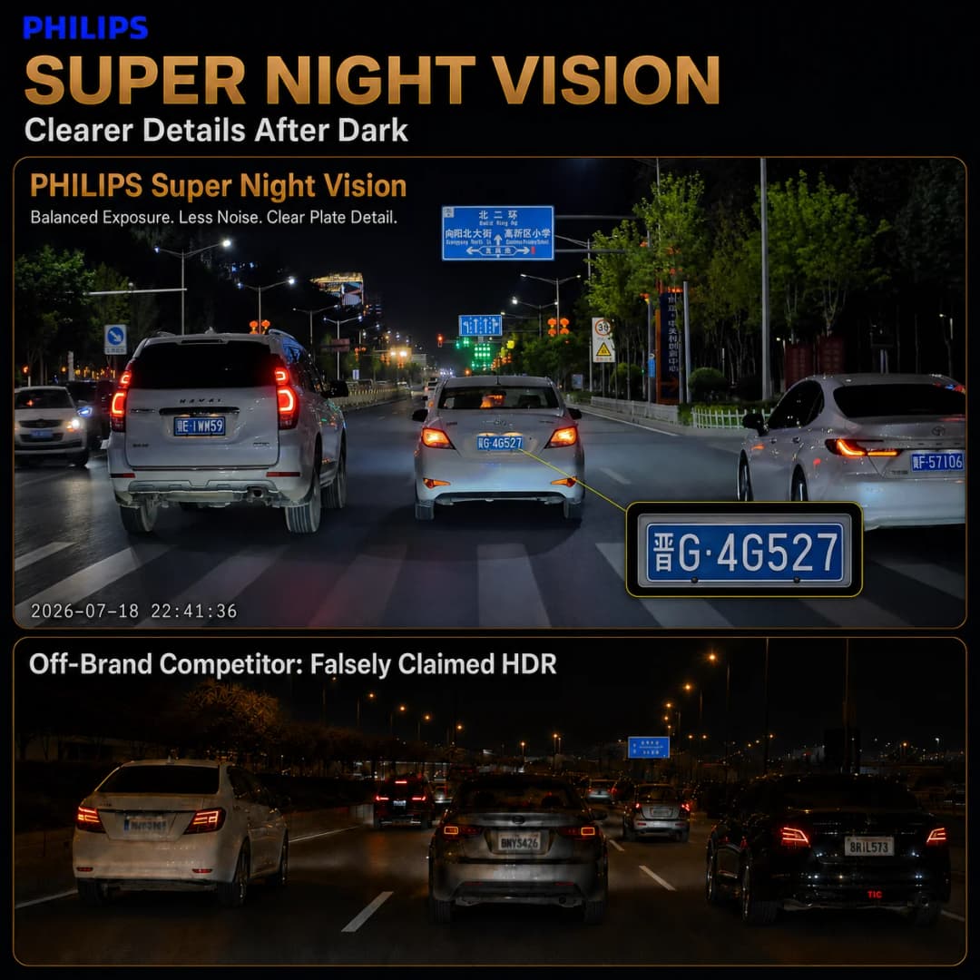 كاميرا سيارة PHILIPS Dash Cam B05 بدقة 4K+2K HDR مزدوجة أمامية وخلفية بشاشة 3.16 بوصة IPS واي فاي 2.4G 5.8G تطبيق GPS دعم كشف الحركة أثناء الوقوف 24 ساعة - 3