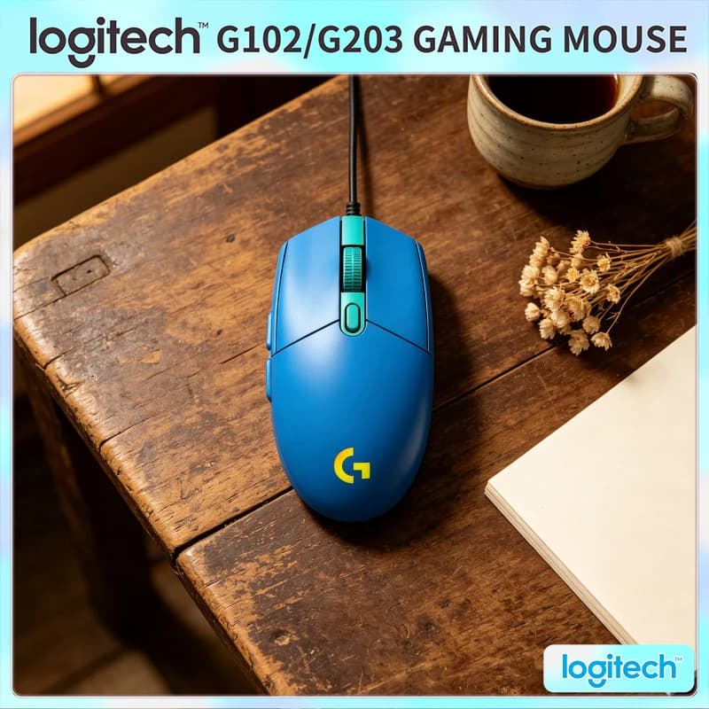 ماوس Logitech G203//G102 سلكي للألعاب 200-8000 نقطة في البوصة إضاءة LIGHTSYNC RGB 6 أزرار استجابة 1 مللي ثانية كابل 2.1 متر ماوس G402