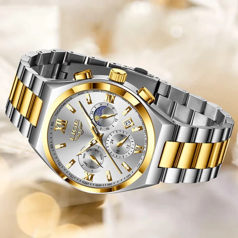 ساعات LIGE نسائية أنيقة، ساعات كوارتز نسائية بتاريخ مضيء، ساعة سوار رياضية مقاومة للماء من الفولاذ المقاوم للصدأ، هدية للنساء - 2