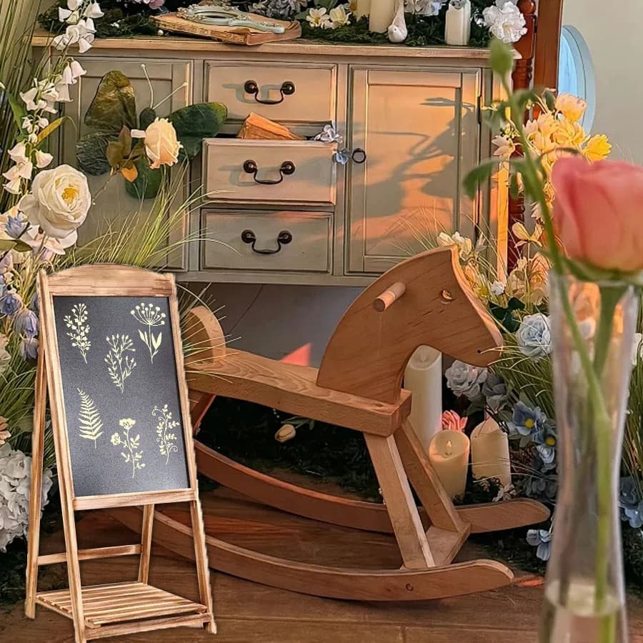 18 قطعة من استنسل طلاء الزهور DIY، قوالب بلاستيكية قابلة لإعادة الاستخدام للخشب والنسيج والورق - طلاء الرش ومستلزمات الحرف اليدوية على الجدران - 5