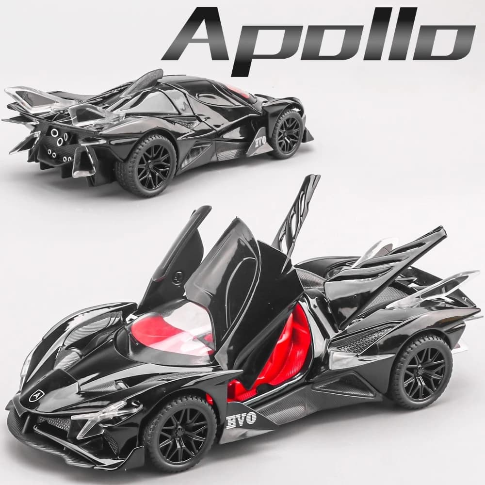 نموذج سيارة Apollo EVO IE مقياس 1:32، لعبة سيارات سوبر معدنية، أبواب قابلة للفتح، أفضل هدية للأطفال