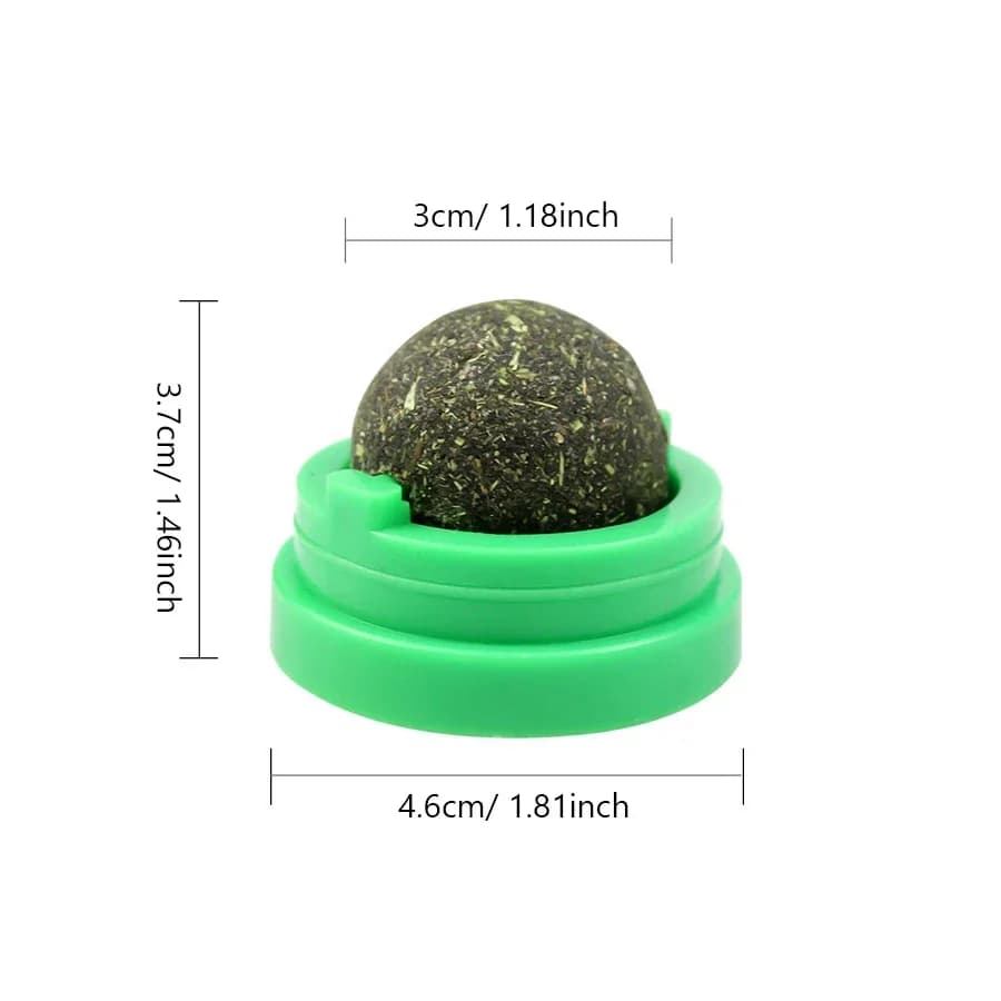 Spinning Catnip Mint Ball for Cats, Interactive Dental Care Chew Toy with Natural Catnip, Hairball Control Kitten Cat Toys - 6