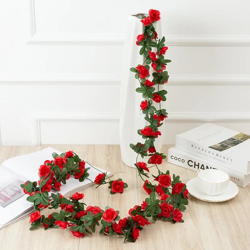 2.5m 1.8m Rose Artificial Flower Vine For Wedding Garland White Pink Home Room Wedding Decoration Silk Artificial Rose Vine Han - 5