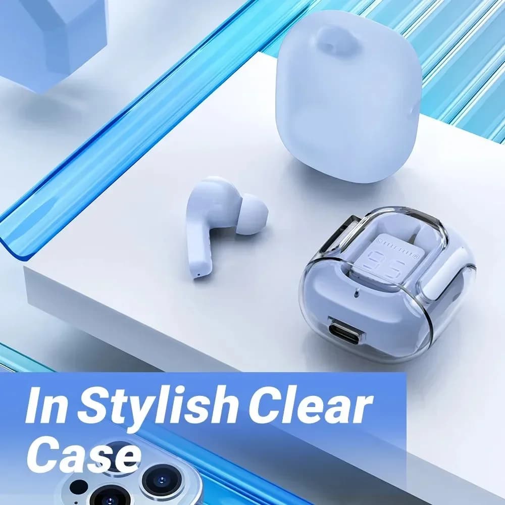 Original T2 Wireless Bluetooth Earphone Transparent HIFI Headphones LED Power Digital Display Stereo Sound Earphones for Xiaomi - 6