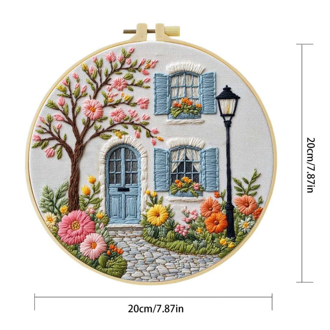 1 قطعة عدة تطريز يدوية DIY - نمط الحديقة أمام الباب (20x20 سم) - ديكور منزلي وفن الخياطة - 5