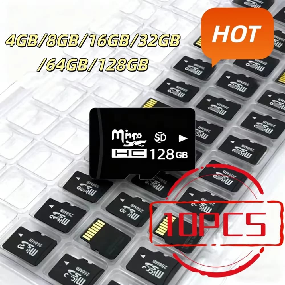 2026 بطاقة ذاكرة فلاش 10 قطع 8/16/32/64/128GB، بطاقة Micro TF عالية السرعة محمولة لهواتف أندرويد والأجهزة اللوحية وإكسسوارات الكاميرا