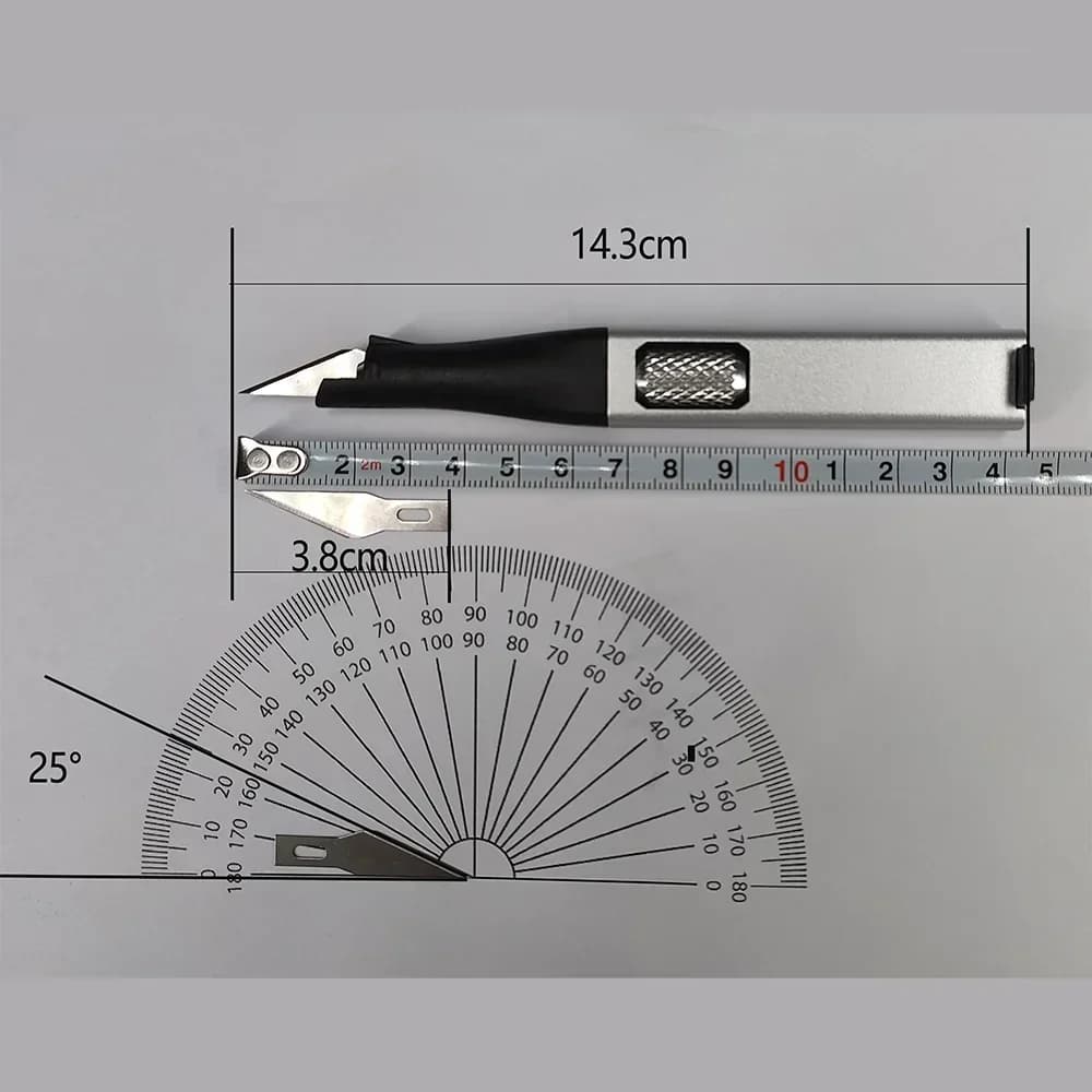 سكين نحت بمقبض ألمنيوم على شكل قلم مع 5 شفرات فنية على شكل حدوة حصان قابلة للاستبدال سكاكين خارجية - 6