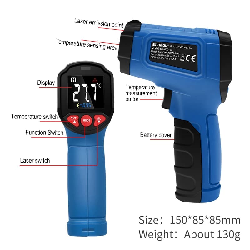 Infrared Non-Contact Digital Thermometer Handheld High-Precision Temperature Sernsor Industrial Kitchen Pyrometer Gun - 6
