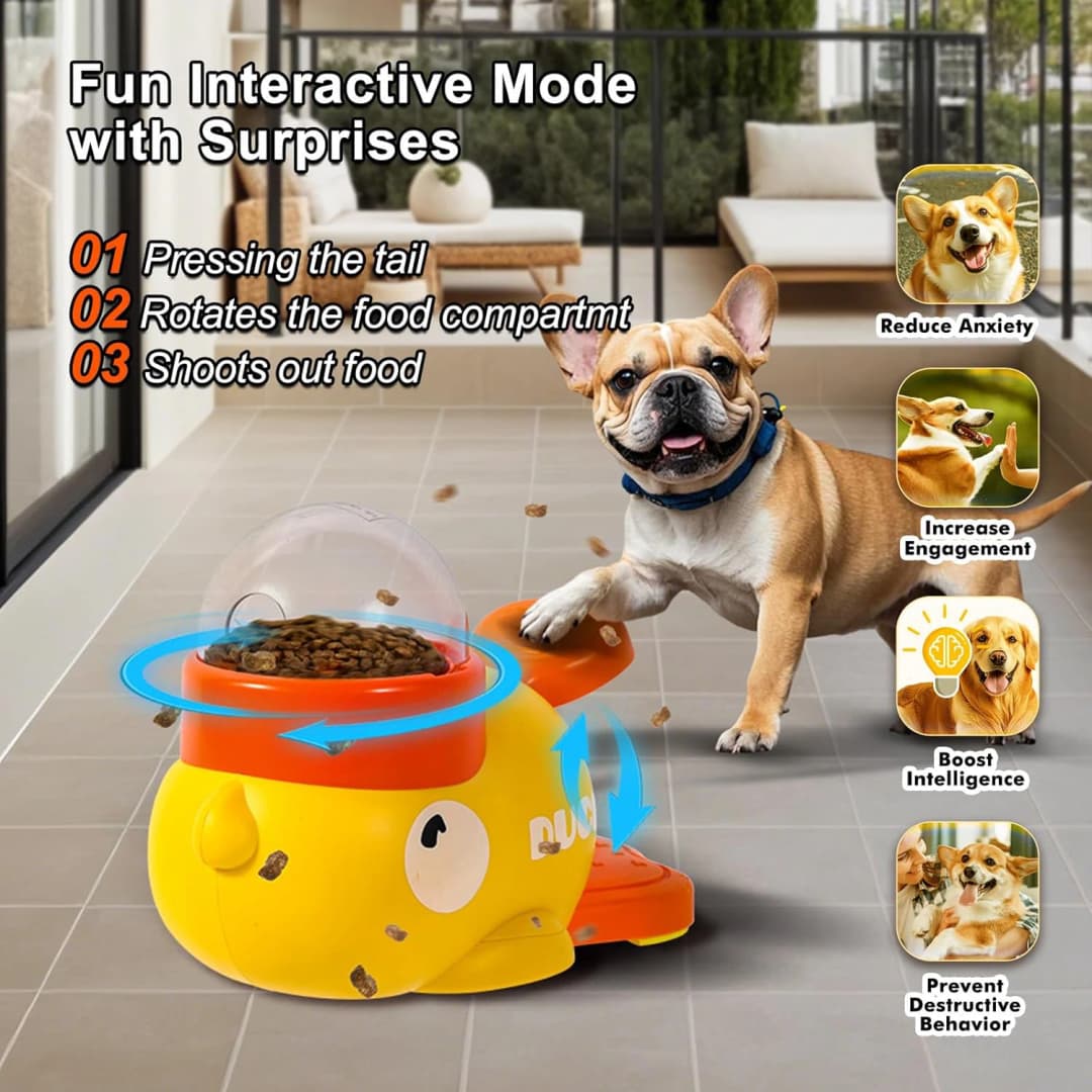 Pet Snack Feeder Dog Food Dispenser Automatic Feeder Puppy Cartoon Duck Design Used to Train Dogs Accessories Cats Cat Supplies - 3