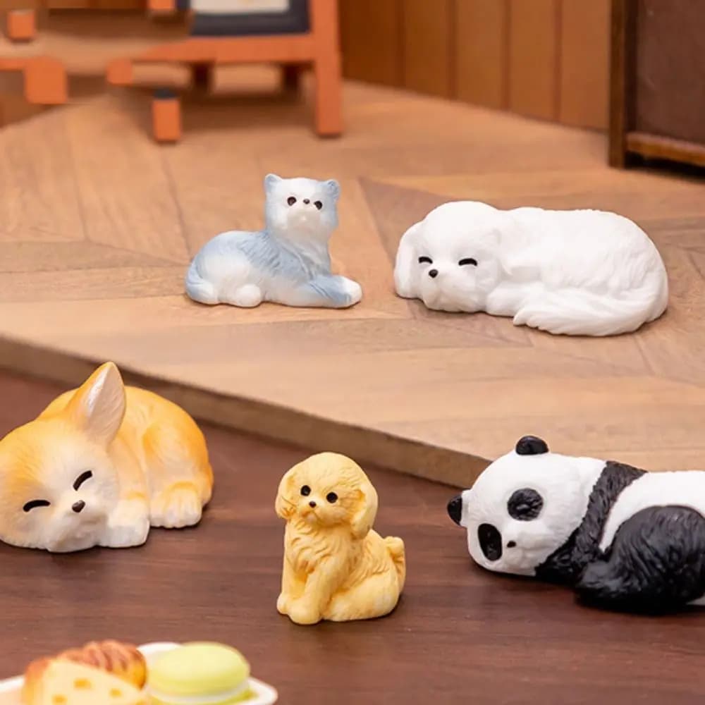 New Cute Cartoon Puppy Statue DIY Crafts Car Ornament Mini Animals Figurine Resin Home Decorations Miniature Dog Figurines - 4