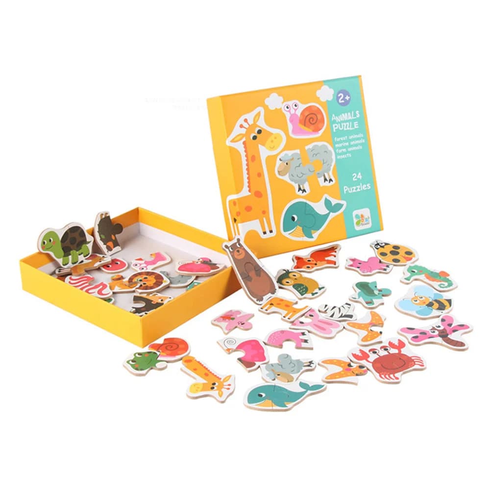 Kids Wooden Jigsaw Matching Puzzle Game Baby Early Learning Cognition Animal Fruit Traffic Educational Toys for Children Gifts - 3
