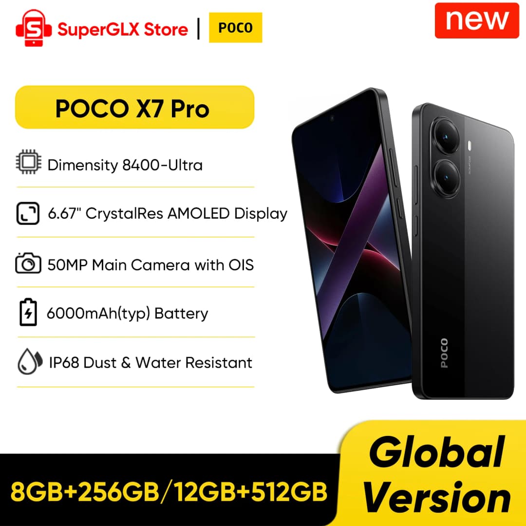 Original POCO X7 Pro Global Version Smartphone Dimensity 8400 Ultra 6.67" 120Hz AMOLED Display 50MP 6000mAh 90W HyperCharge