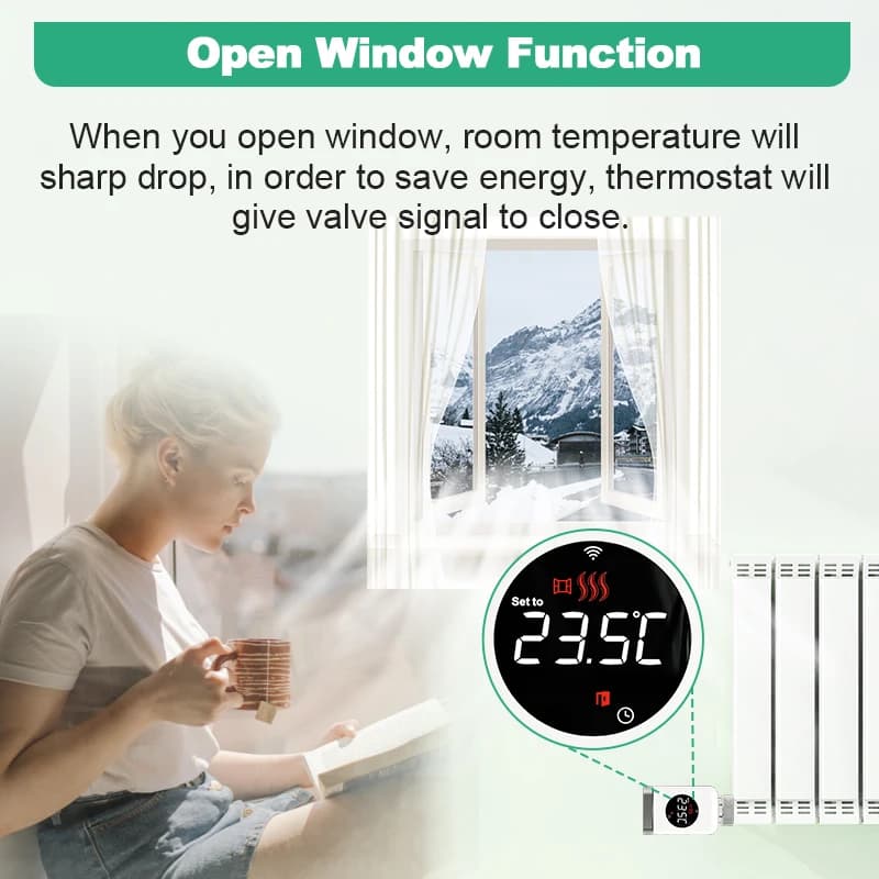 MOES صمام مبرد ترموستاتي ذكي يعمل بـ WiFi/Zigbee جهاز تحكم عن بعد في درجة الحرارة قابل للبرمجة عبر التطبيق يدعم Alexa وGoogle Home - 6
