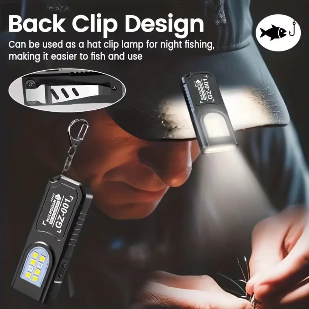 مصباح يدوي صغير COB LED مع سلسلة مفاتيح قابل لإعادة الشحن عبر USB مع مغناطيس محمول قوي لإضاءة العمل في حالات الطوارئ بالخارج - 3