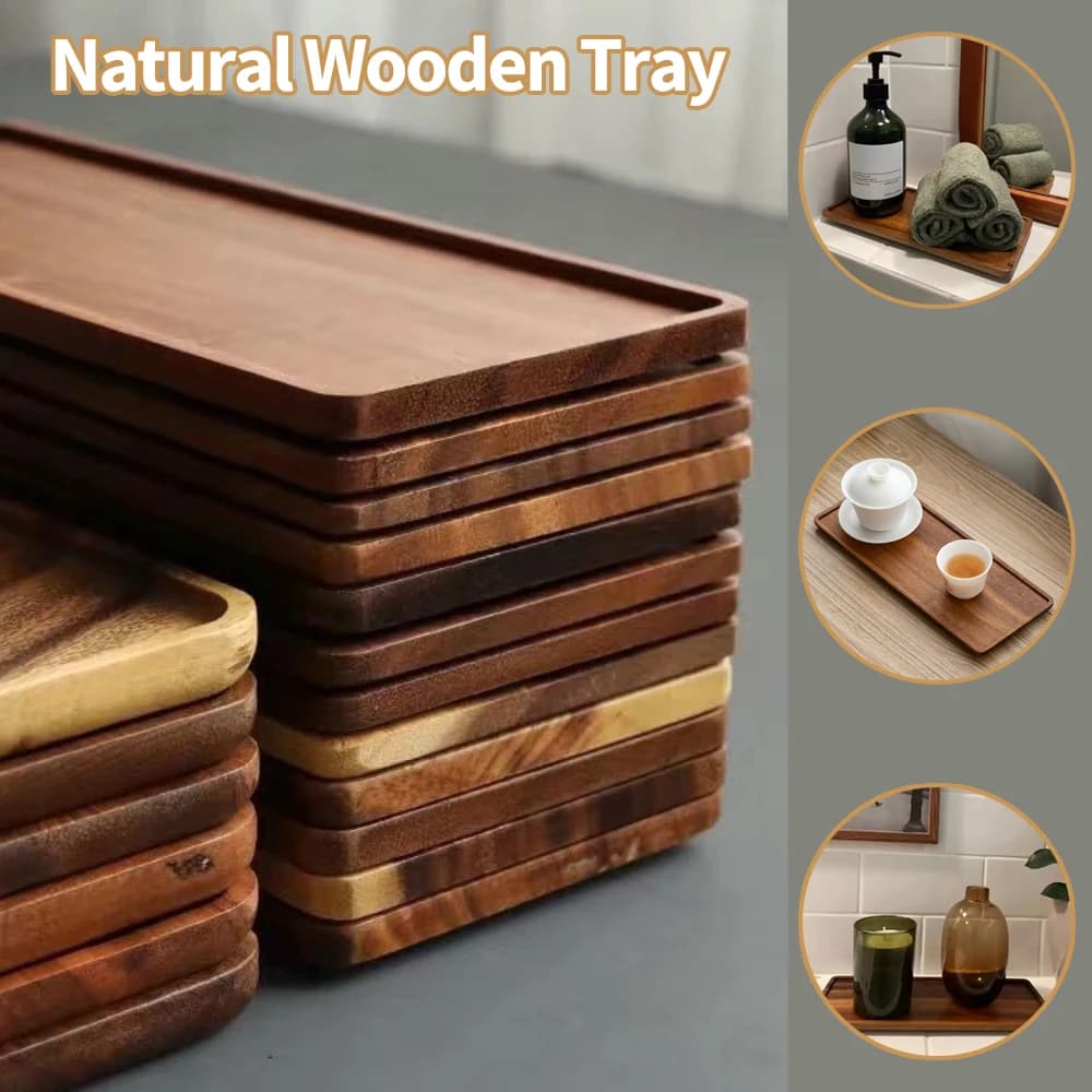 صينية خشبية من قطعة واحدة من الجوز، لوح تقديم خشبي بدون توصيلات، صواني تقديم خشبية مقطوعة بشكل طبيعي للقهوة والشاي، أدوات مائدة جديدة