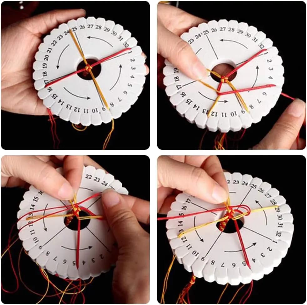 Braiding Disk Round Square Knitting Kumihimo Beading Cord Disc Tray Braiding Braided Plate DIY Bracelet Loom Weaving Board Tool - 6
