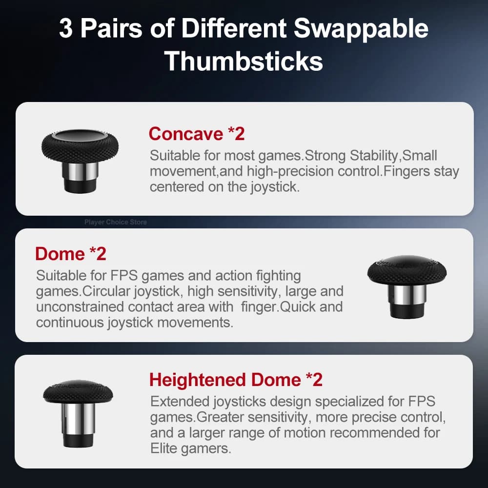 GameSir Joystick Caps for G7 Pro G7 Pro 8K Cyclone 2 Gamepad Accessories 3 Pairs Personalized Caps Smooth Steel Ring Control - 5