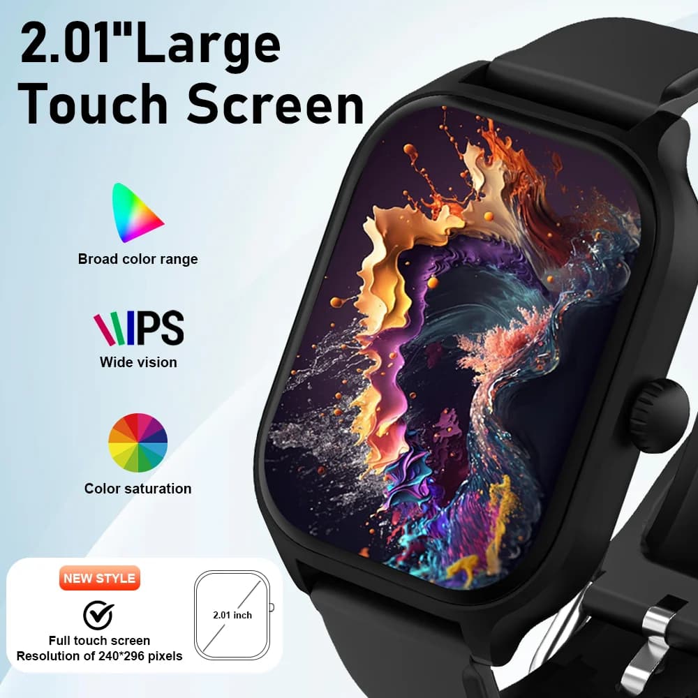 LAXASFIT H9 Smartwatch الاتصال الهاتفي للرد على المكالمات السعرات الحرارية تتبع معدل ضربات القلب مراقبة الأكسجين في الدم بلوتوث ساعة ذكية - 2