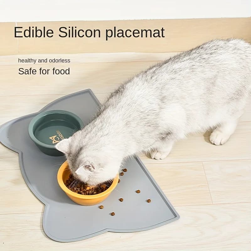 Pet Feeding Mat For Dogs & Cats, Thin Silicone Waterproof Cat Food Mat Cat Bowl Mat With Raised Edge, Cat Placemat - 2