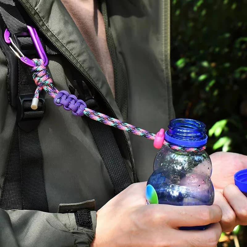 Quick-Release Paracord Water Bottle Hang Buckle Carabiner Portable EDC Clip Multifunctional Hook for Outdoor Hiking Backpack - 3