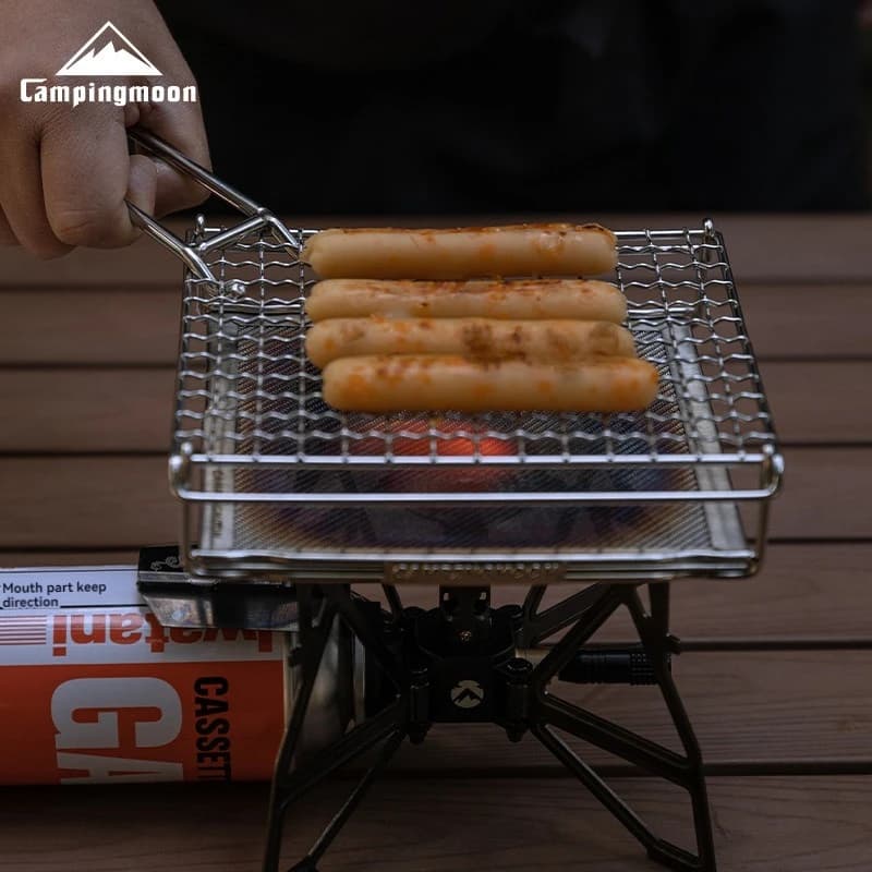CAMPINGMOON Outdoor Camping 304 Stainless Steel Folding Toast Grill Net Uniform Baking Card style Gas Stove Grill Net - 2