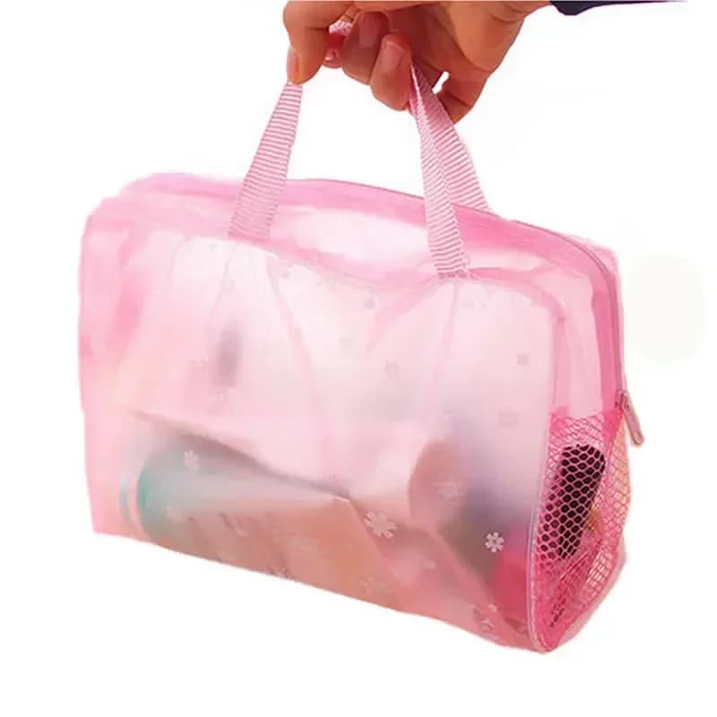 حقيبة مستحضرات تجميل شفافة من PVC، حقيبة مكياج نسائية مقاومة للماء بسحاب، حقيبة سفر للوازم التجميل - 4