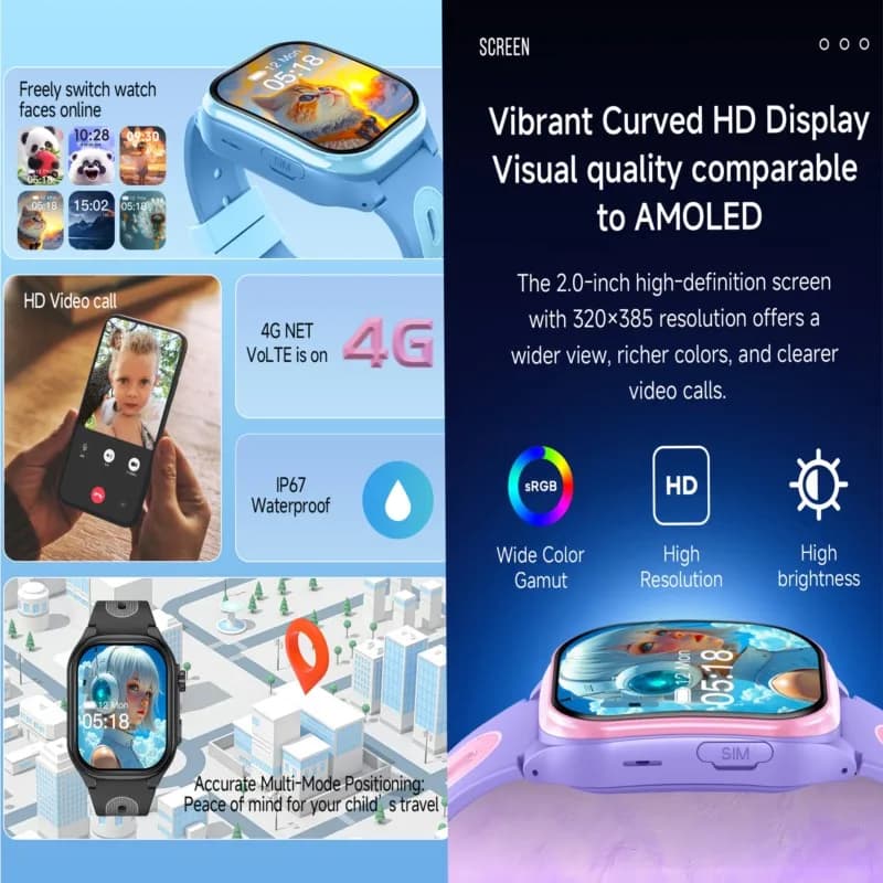 Smart Watch Kids 4G GPS WIFI Video Call APP Download SOS Children Phone Call Smartwatch Monitor Location Tracker Boys Girls Gift - 4