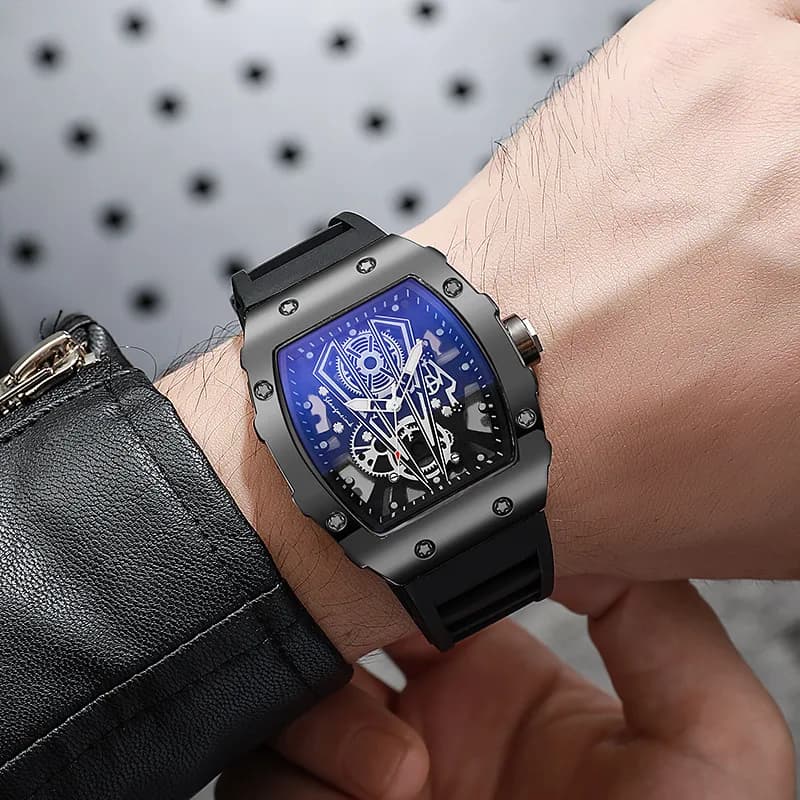 1/2PCS Luxury Large Dial Men Quartz Watch Casual Silicone Band Men's Sports Watches Reloj Hombre（Without Box） - 2