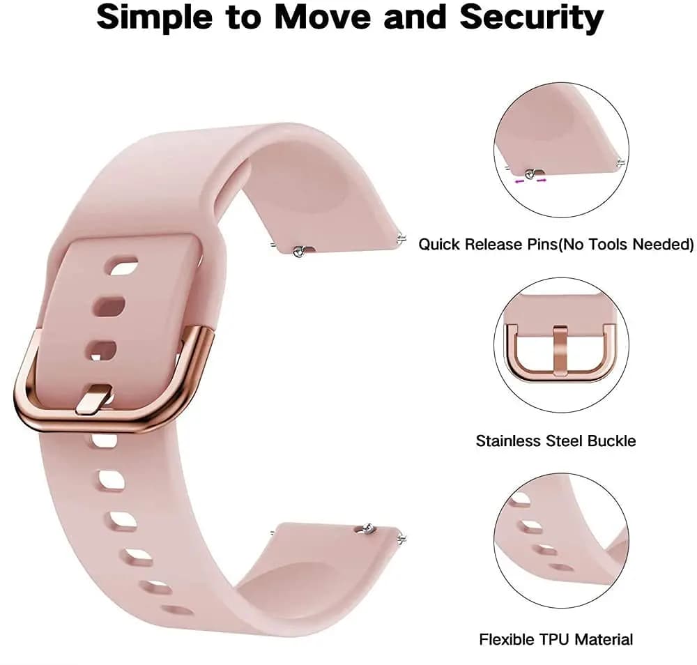 حزام ساعة سيليكون رياضي لـ Amazfit GTS 2/4/3/GTS 2/4 Mini/GTR 4/2/2e مقاس 20 مم/22 مم، سوار سلسلة Amazfit bip 6 5 3/u pro - 2