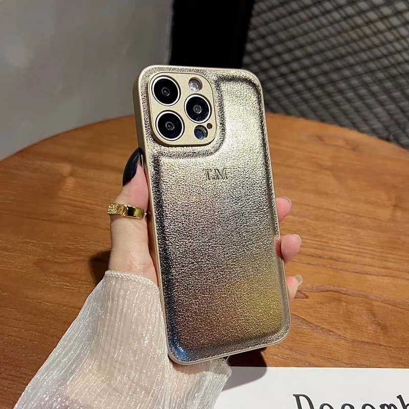 Luxury Personalized Custom Initials Gold Name Leather Case For iPhone 17 16 15 14 13 12 11 Pro Max Xs Max Shockproof Back Cover - 4